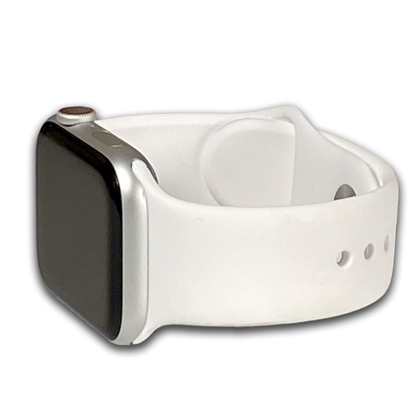 White Two Piece Silicone Apple Watch Band