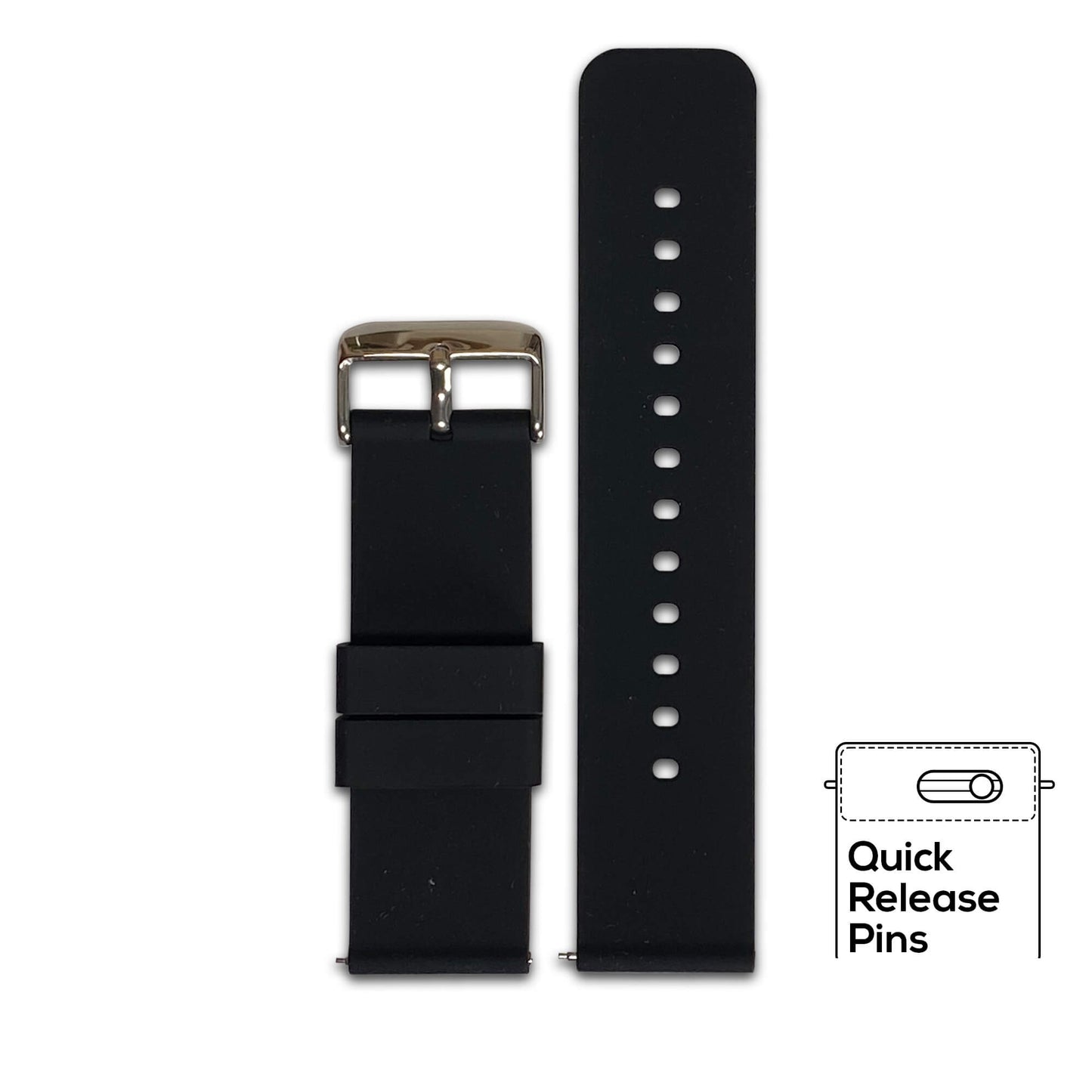 Black Quick Release Two Piece Silicone Watch Band
