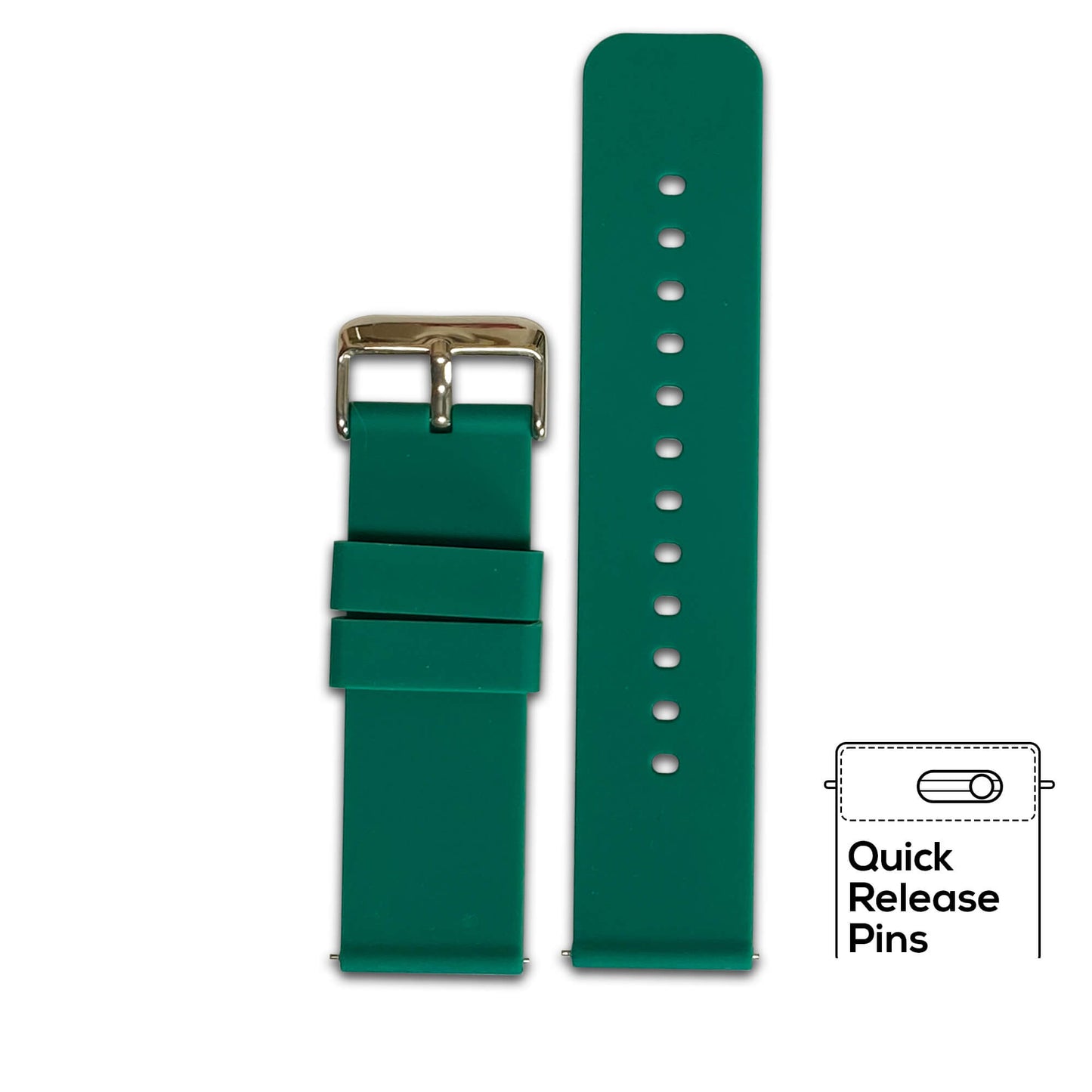 Green Quick Release Two Piece Silicone Watch Band