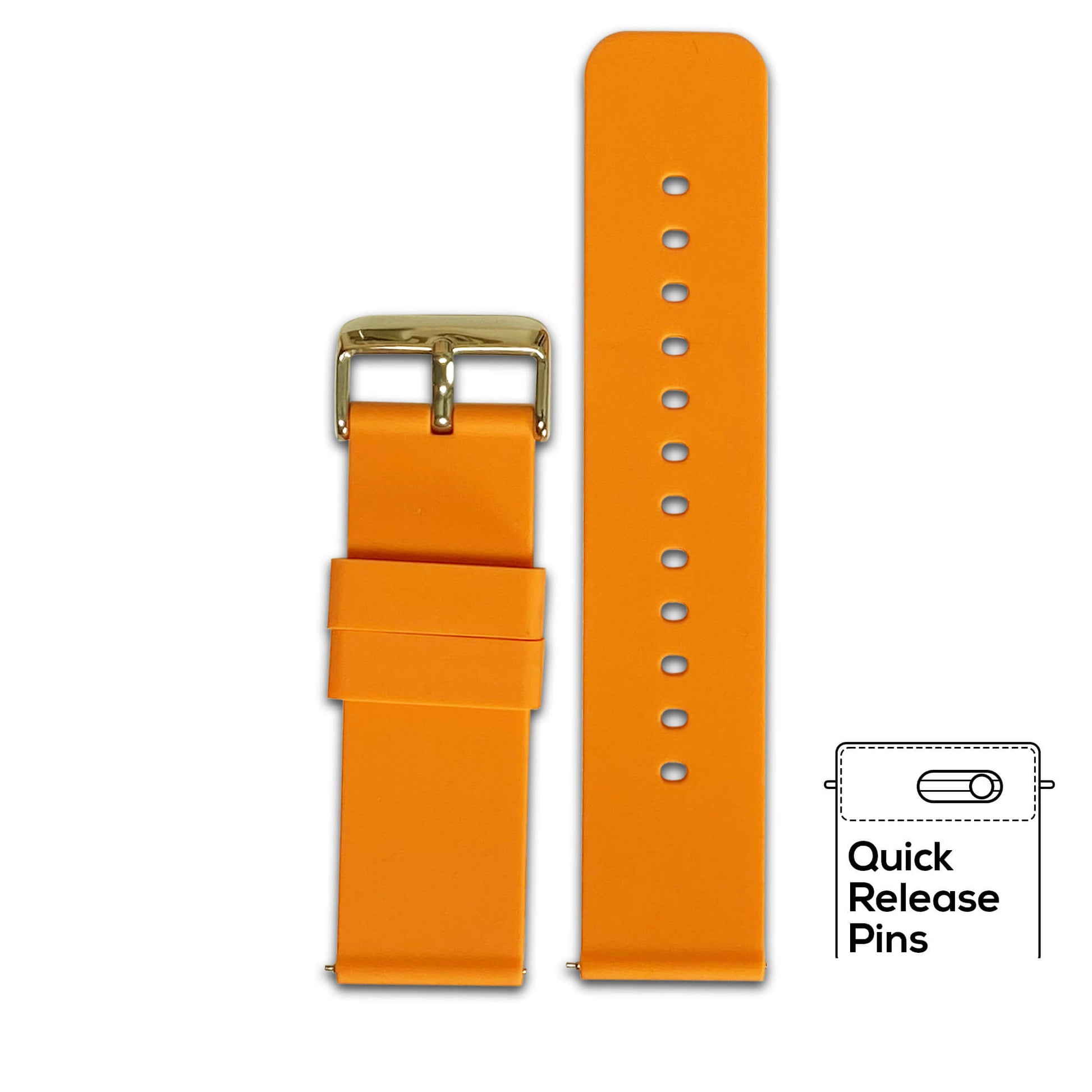 Orange Quick Release Two Piece Silicone Watch Band