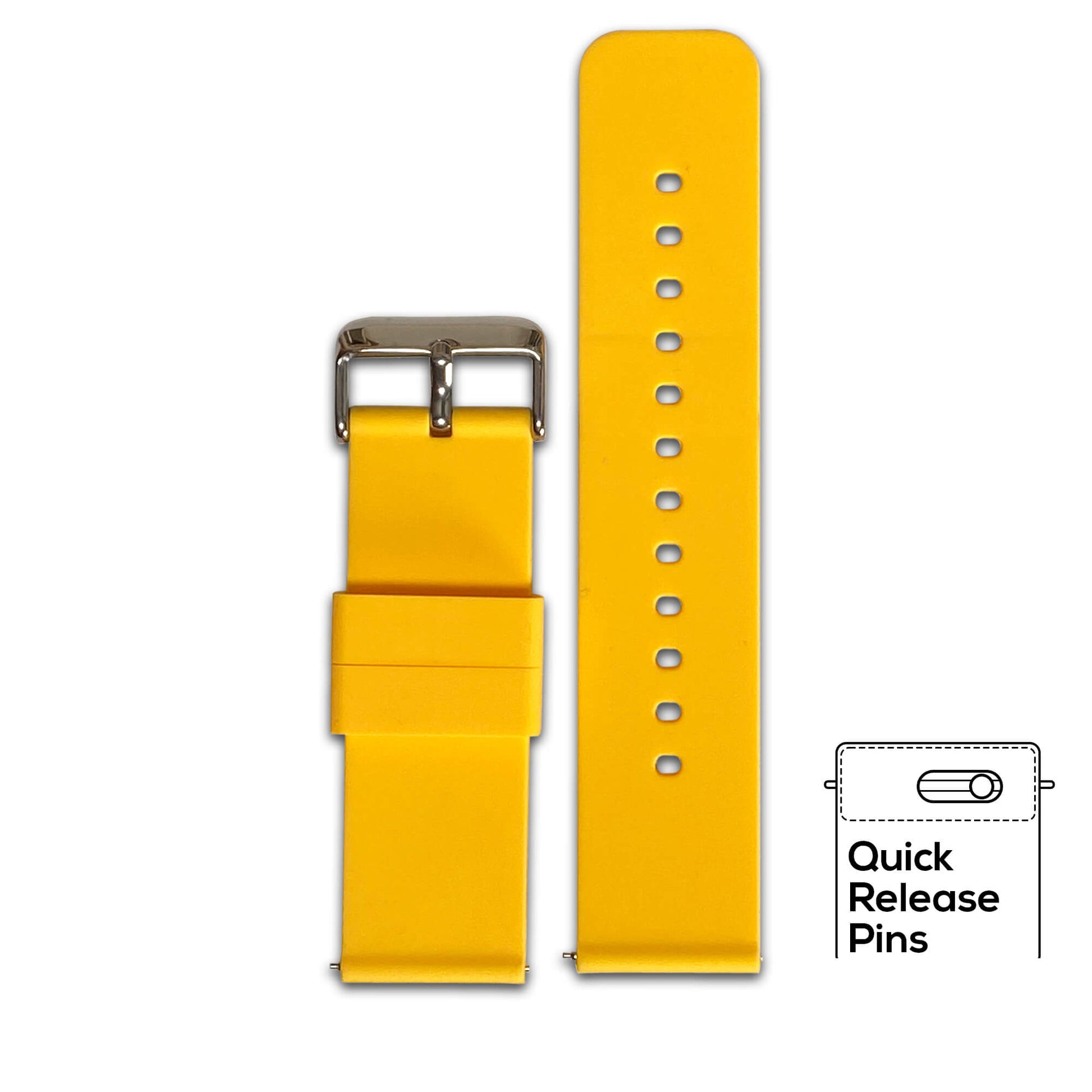 Yellow Quick Release Two Piece Silicone Watch Band