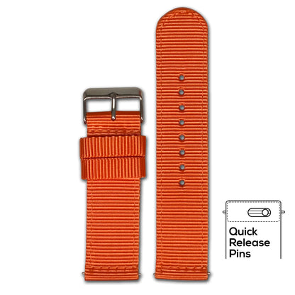 Orange Quick Release Two Piece Nylon Watch Band