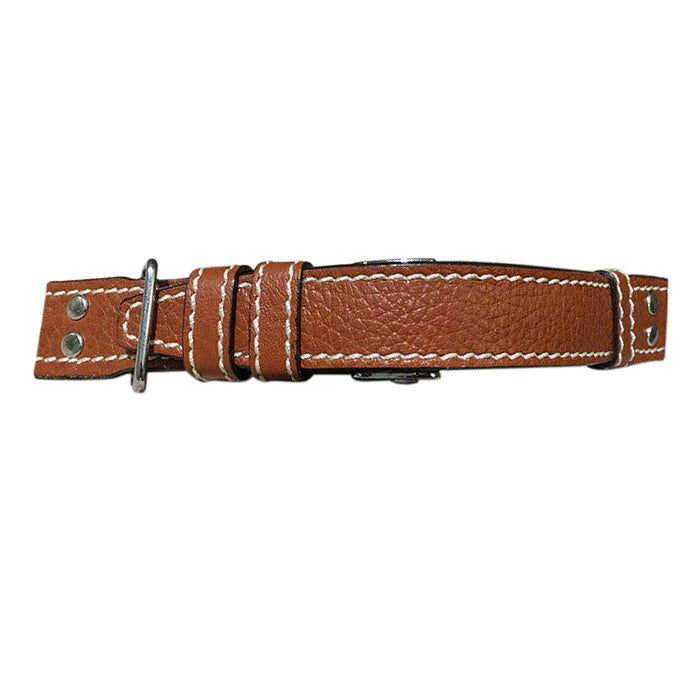 The Aviator VIII - Cognac Buffalo Leather Watch Strap w/ Polished Hardware + Rivets