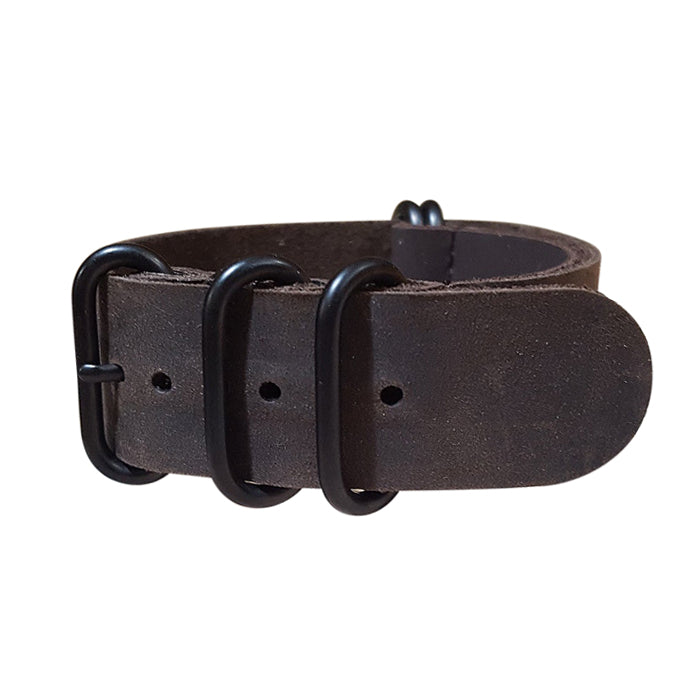Bison Z5™ Leather Ballistic Nylon Watch Strap w/ PVD Hardware 24mm