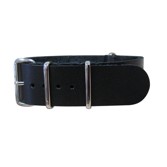 Black-Ops Leather Watch Strap w/ Polished Hardware