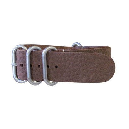 Brown Grain Z5™ Leather Ballistic Nylon Watch Strap w/ Brushed Hardware