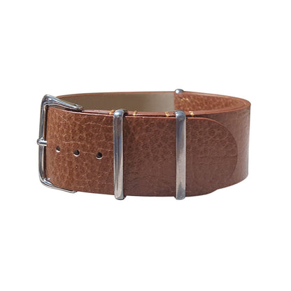 Camel Classic Grain Leather Watch Strap w/ Polished Hardware