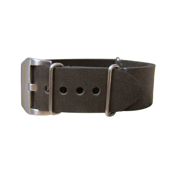 Charcoal Loco Horse Genuine Leather Watch Strap w/ Brushed Pre-V Buckle Hardware