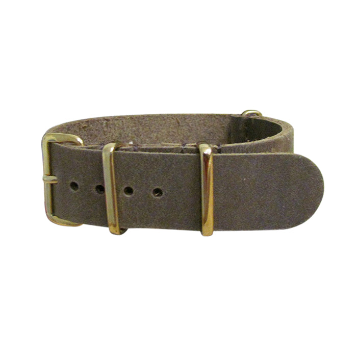 Cowhide Leather Ballistic Watch Strap w/ Gold Hardware