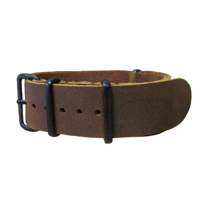 The Gad Leather Ballistic Watch Strap w/ PVD Hardware