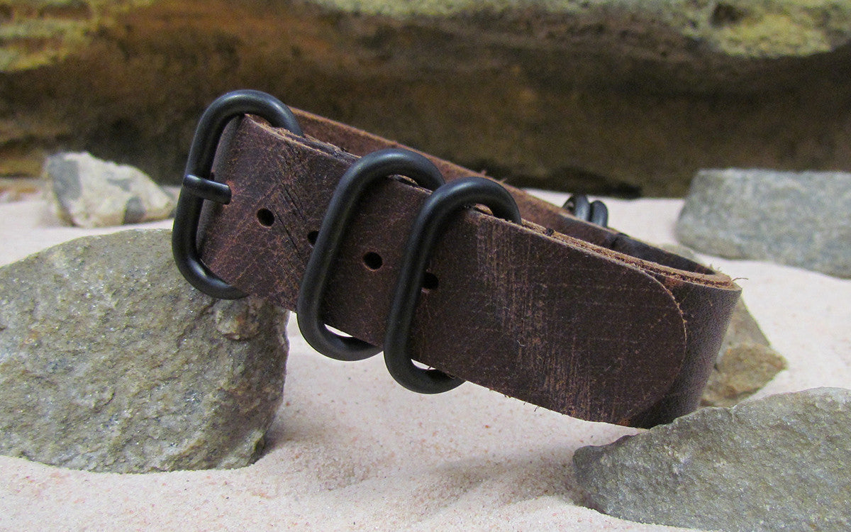 Historic Grain Z5™ Leather Watch Strap w/ PVD Hardware 18mm