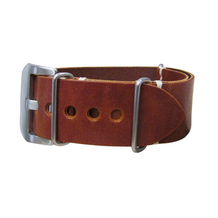 Red Oak Genuine Italian Leather Watch Strap w/ Brushed Pre-V Buckle Hardware