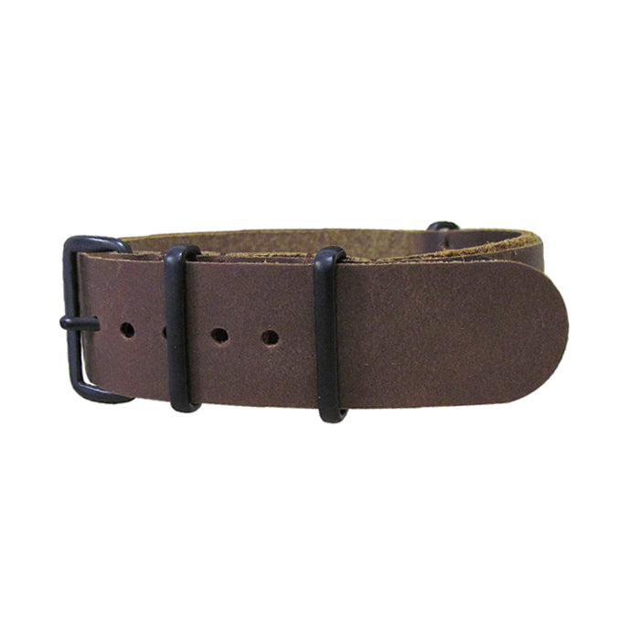 Saddle Leather Watch Strap w/ PVD Hardware 18mm