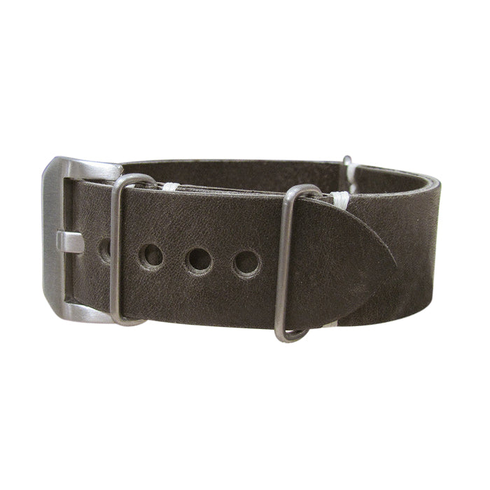 Slate Genuine Italian Leather Watch Strap w/ Brushed Pre-V Buckle Hardware